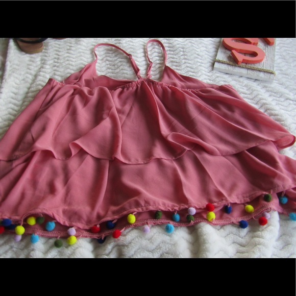 Pink Pom Pom Trim Tank Top - Picture 6 of 6